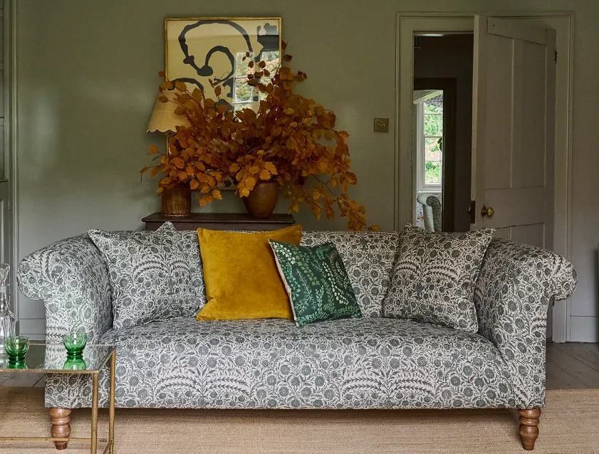 1 Exbury 3 Seater Sofa in V&A Threads of India Mughal Arbour Hunter